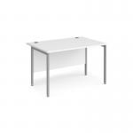 Maestro 25 straight desk 1200mm x 800mm - silver H-frame leg, white top MH12SWH