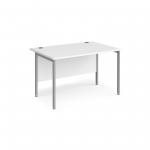 Maestro 25 straight desk 1200mm x 800mm - silver H-frame leg, white top MH12SWH