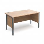 Maestro 25 GL straight desk with side modesty panels 1400mm x 800mm - graphite H-Frame and beech top