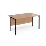 Maestro 25 straight desk 1400mm x 800mm - black H-frame leg, beech top MH14KB