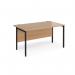 Maestro 25 straight desk 1400mm x 800mm - black H-frame leg, beech top MH14KB