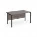 Maestro 25 straight desk 1400mm x 800mm - black H-frame leg, grey oak top MH14KGO