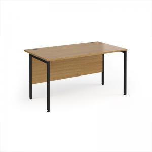 Maestro 25 straight desk 1400mm x 800mm - black H-frame leg, oak top