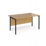 Maestro 25 straight desk 1400mm x 800mm - black H-frame leg and oak top