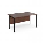 Maestro 25 straight desk 1400mm x 800mm - black H-frame leg, walnut top MH14KW