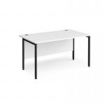 Maestro 25 straight desk 1400mm x 800mm - black H-frame leg, white top MH14KWH