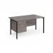 Maestro 25 straight desk 1400mm x 800mm with 2 drawer pedestal - black H-frame leg, grey oak top MH14P2KGO