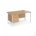 Maestro 25 straight desk 1400mm x 800mm with 2 drawer pedestal - white H-frame leg, beech top MH14P2WHB