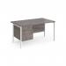 Maestro 25 straight desk 1400mm x 800mm with 2 drawer pedestal - white H-frame leg, grey oak top MH14P2WHGO