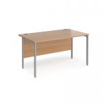 Maestro 25 straight desk 1400mm x 800mm - silver H-frame leg, beech top MH14SB