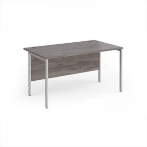 Maestro 25 straight desk 1400mm x 800mm - silver H-frame leg, grey oak