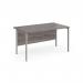 Maestro 25 straight desk 1400mm x 800mm - silver H-frame leg, grey oak top MH14SGO