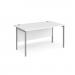 Maestro 25 straight desk 1400mm x 800mm - silver H-frame leg, white top MH14SWH
