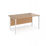 Maestro 25 straight desk 1400mm x 800mm - white H-frame leg, beech top MH14WHB