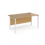 Maestro 25 straight desk 1400mm x 800mm - white H-frame leg, oak top MH14WHO