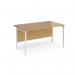 Maestro 25 straight desk 1400mm x 800mm - white H-frame leg, oak top MH14WHO