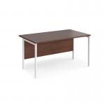 Maestro 25 straight desk 1400mm x 800mm - white H-frame leg, walnut top MH14WHW