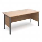 Maestro 25 GL straight desk with side modesty panels 1600mm x 800mm - graphite H-Frame and beech top