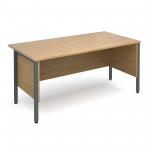 Maestro 25 GL straight desk with side modesty panels 1600mm x 800mm - graphite H-Frame and oak top