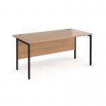 Maestro 25 straight desk 1600mm x 800mm - black H-frame leg, beech top MH16KB