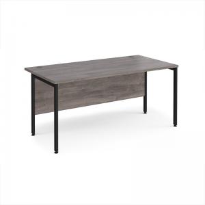 Maestro 25 straight desk 1600mm x 800mm - black H-frame leg, grey oak