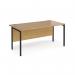 Maestro 25 straight desk 1600mm x 800mm - black H-frame leg, oak top MH16KO