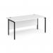 Maestro 25 straight desk 1600mm x 800mm - black H-frame leg, white top MH16KWH