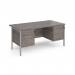 Maestro 25 straight desk 1600mm x 800mm with two x 2 drawer pedestals - silver H-frame leg, grey oak top MH16P22SGO