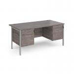Maestro 25 straight desk 1600mm x 800mm with two x 2 drawer pedestals - silver H-frame leg, grey oak top MH16P22SGO