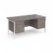 Maestro 25 straight desk 1600mm x 800mm with two x 2 drawer pedestals - white H-frame leg, grey oak top MH16P22WHGO