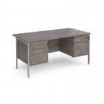 Maestro 25 straight desk 1600mm x 800mm with 2 and 3 drawer pedestals - silver H-frame leg, grey oak top MH16P23SGO