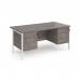 Maestro 25 straight desk 1600mm x 800mm with 2 and 3 drawer pedestals - white H-frame leg, grey oak top MH16P23WHGO