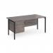 Maestro 25 straight desk 1600mm x 800mm with 2 drawer pedestal - black H-frame leg, grey oak top MH16P2KGO