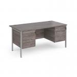 Maestro 25 straight desk 1600mm x 800mm with two x 3 drawer pedestals - silver H-frame leg, grey oak top MH16P33SGO