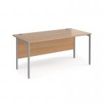 Maestro 25 straight desk 1600mm x 800mm - silver H-frame leg, beech top MH16SB