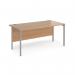 Maestro 25 straight desk 1600mm x 800mm - silver H-frame leg, beech top MH16SB