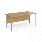 Maestro 25 straight desk 1600mm x 800mm - silver H-frame leg, oak top MH16SO