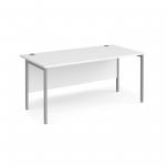 Maestro 25 straight desk 1600mm x 800mm - silver H-frame leg, white top MH16SWH