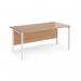 Maestro 25 straight desk 1600mm x 800mm - white H-frame leg, beech top MH16WHB