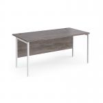 Maestro 25 straight desk 1600mm x 800mm - white H-frame leg, grey oak top MH16WHGO