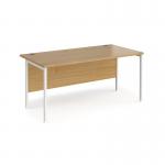 Maestro 25 straight desk 1600mm x 800mm - white H-frame leg, oak top MH16WHO