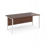 Maestro 25 straight desk 1600mm x 800mm - white H-frame leg, walnut top MH16WHW