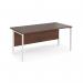 Maestro 25 straight desk 1600mm x 800mm - white H-frame leg, walnut top MH16WHW