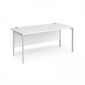 Maestro 25 straight desk 1600mm x 800mm - white H-frame leg, white top