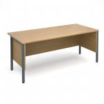 Maestro 25 GL straight desk with side modesty panels 1800mm x 800mm - graphite H-Frame and oak top
