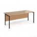 Maestro 25 straight desk 1800mm x 800mm - black H-frame leg, beech top MH18KB