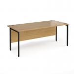 Maestro 25 straight desk 1800mm x 800mm - black H-frame leg, oak top MH18KO