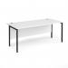 Maestro 25 straight desk 1800mm x 800mm - black H-frame leg, white top MH18KWH