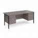 Maestro 25 straight desk 1800mm x 800mm with two x 2 drawer pedestals - black H-frame leg, grey oak top MH18P22KGO