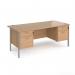 Maestro 25 straight desk 1800mm x 800mm with two x 2 drawer pedestals - silver H-frame leg, beech top MH18P22SB